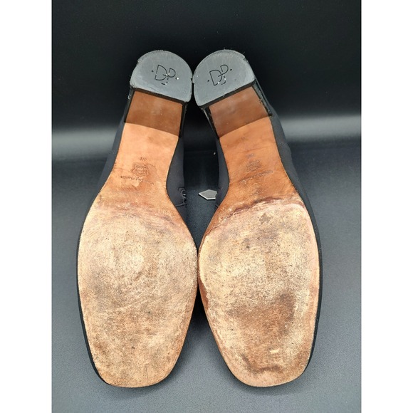 Donald J Pliner Black Stretch Fabric Square Toe Ankle Booties Silver Heel 8N - Picture 8 of 9